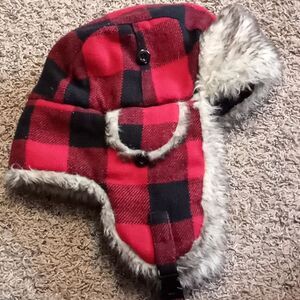 LUMBER JACK RED KIDS TRAPPER HAT FURRY